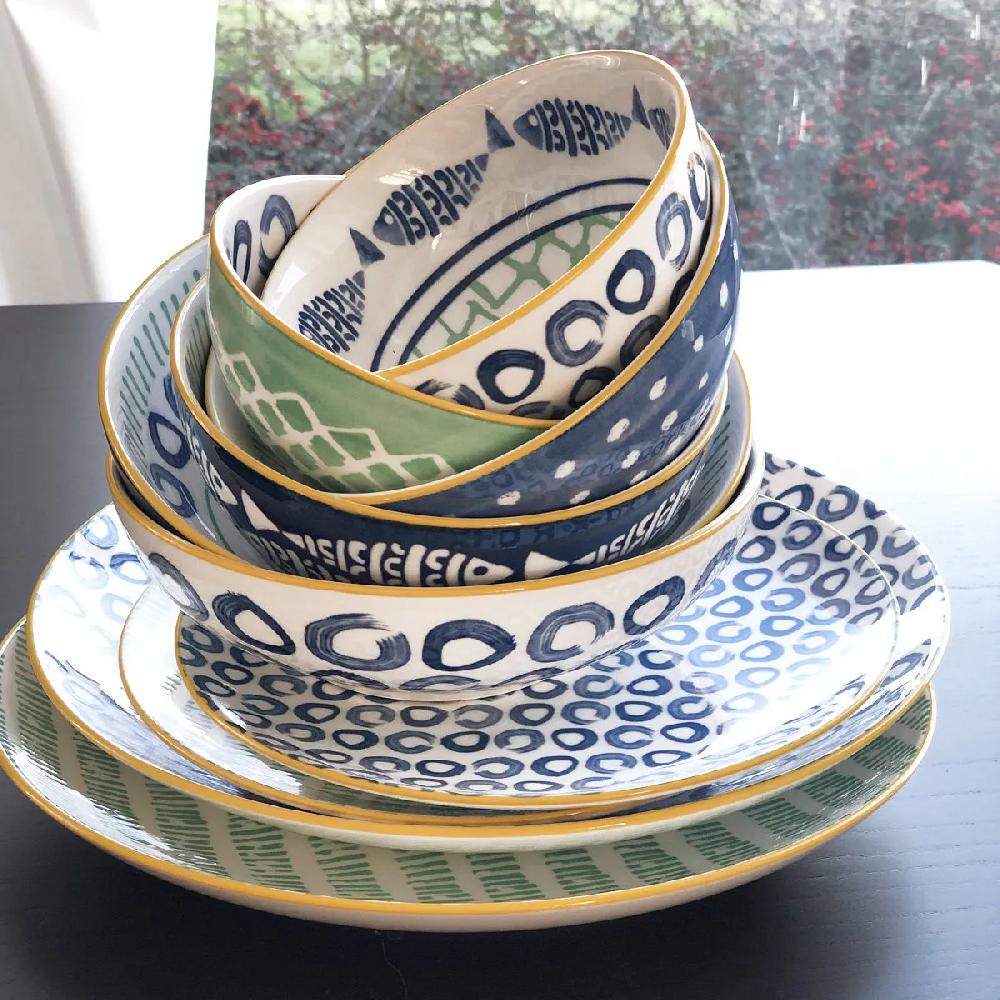 Bruno Evrard Coupelle En Porcelaine 15cm Décor Poissons - LAGUNA