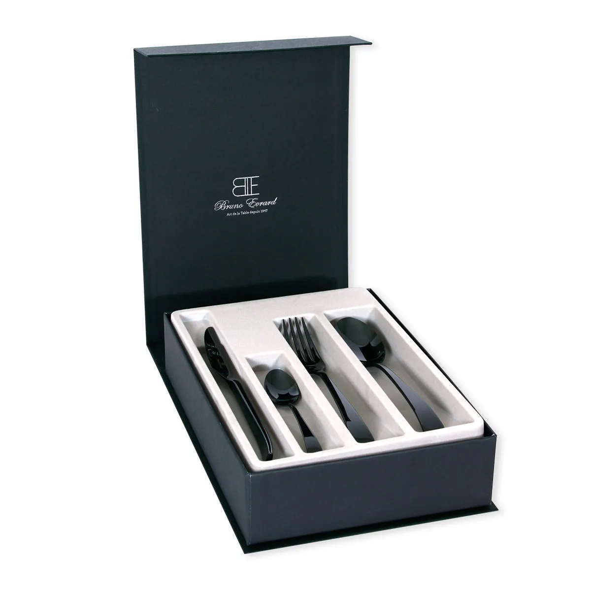 Bruno Evrard Couverts En Inox Noir - Coffret 24 Pièces - Vaisselle Design Et Chic