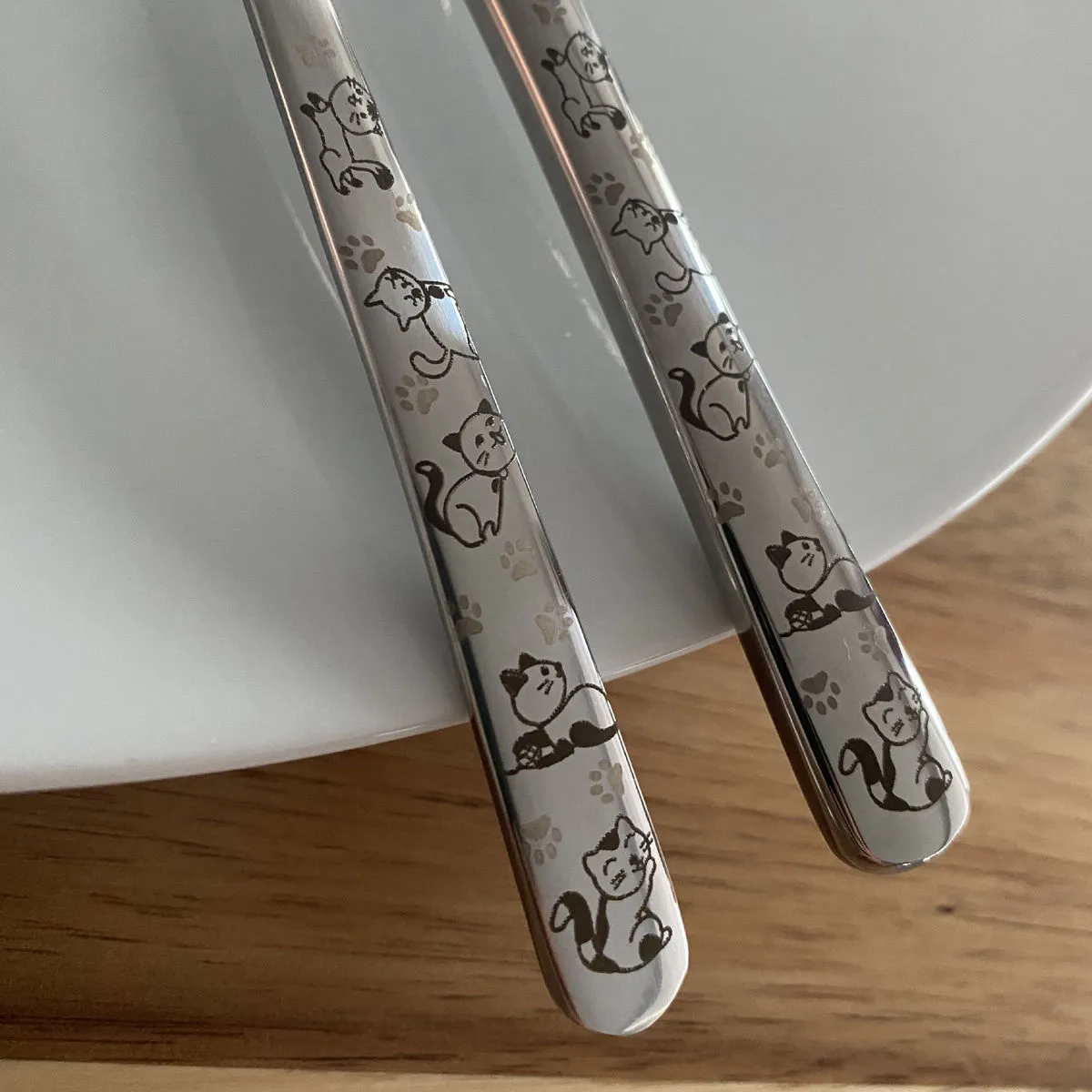 Bruno Evrard Couverts Pour Enfants En Inox NUAGE Décor Chat