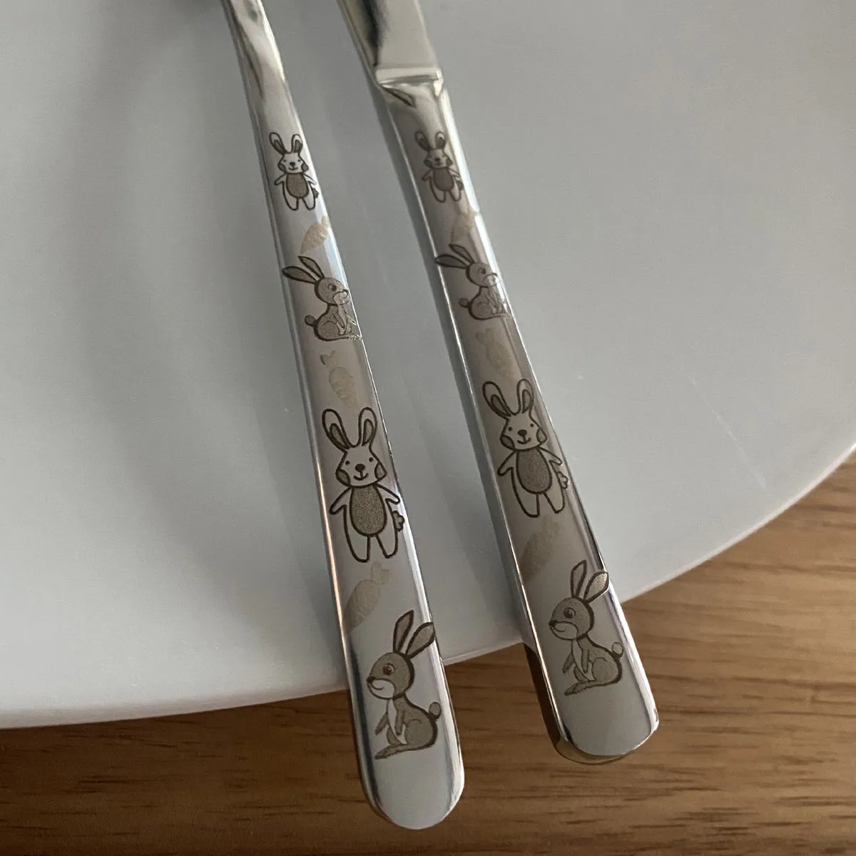 Bruno Evrard Couverts Pour Enfants En Inox NUAGE Décor Lapin