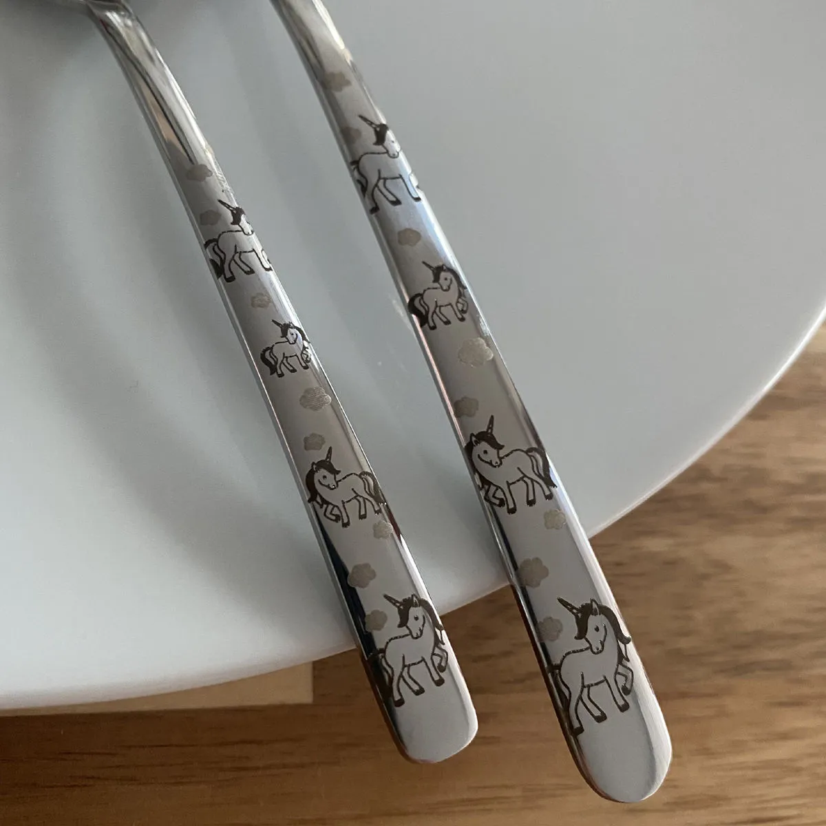 Bruno Evrard Couverts Pour Enfants En Inox NUAGE Décor Licorne