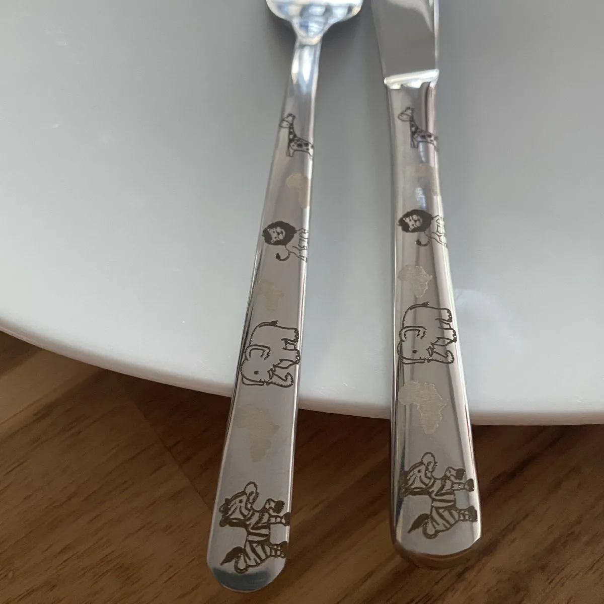 Bruno Evrard Couverts Pour Enfants En Inox NUAGE Décor Savane