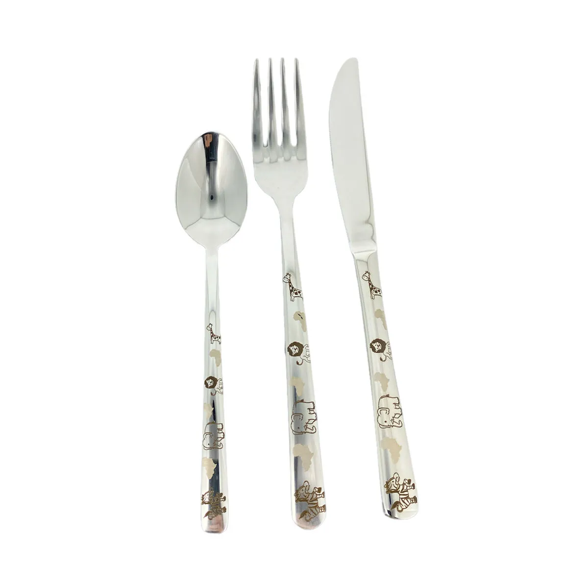 bruno evrard Couverts pour enfants en inox NUAGE décor Savane