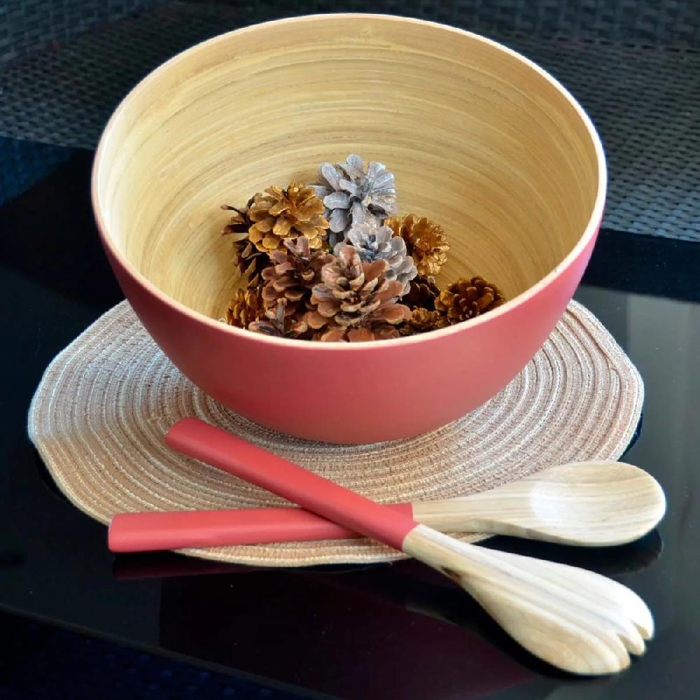 Bruno Evrard Grand Saladier En Bambou Corail 29cm - BAYA