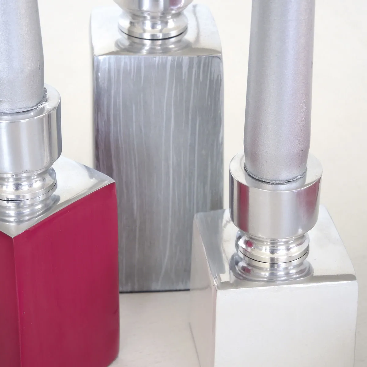 Bruno Evrard Lot De 3 Bougeoirs Colorés Design En Aluminium