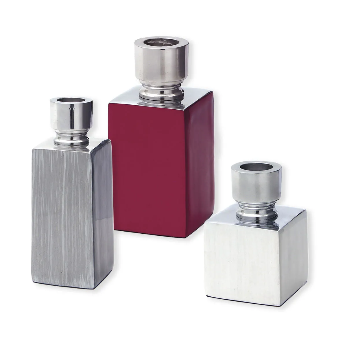 bruno evrard Lot de 3 Bougeoirs Colorés Design en Aluminium bruno evrard Lot de 3 Bougeoirs Colorés Design en Aluminium