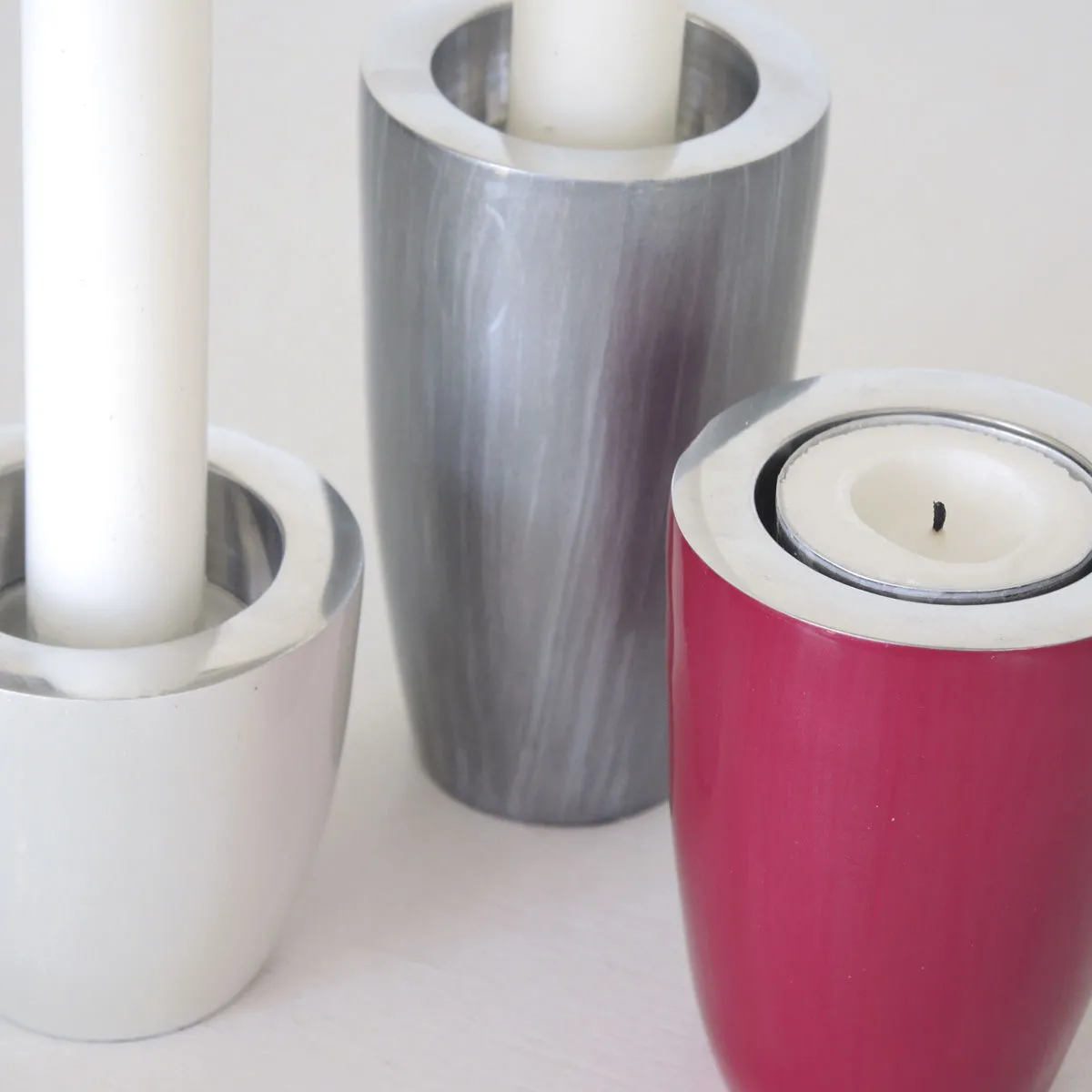 Bruno Evrard Lot De 3 Bougeoirs Design En Aluminium Et Couleur