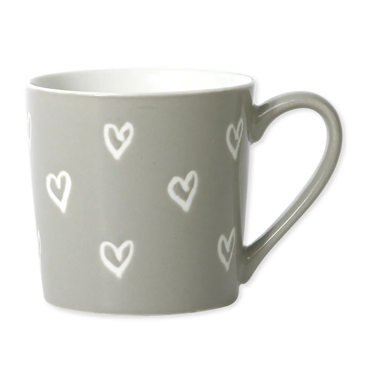 bruno evrard Mug gris motifs coeurs - 35cl - Mugs tendance