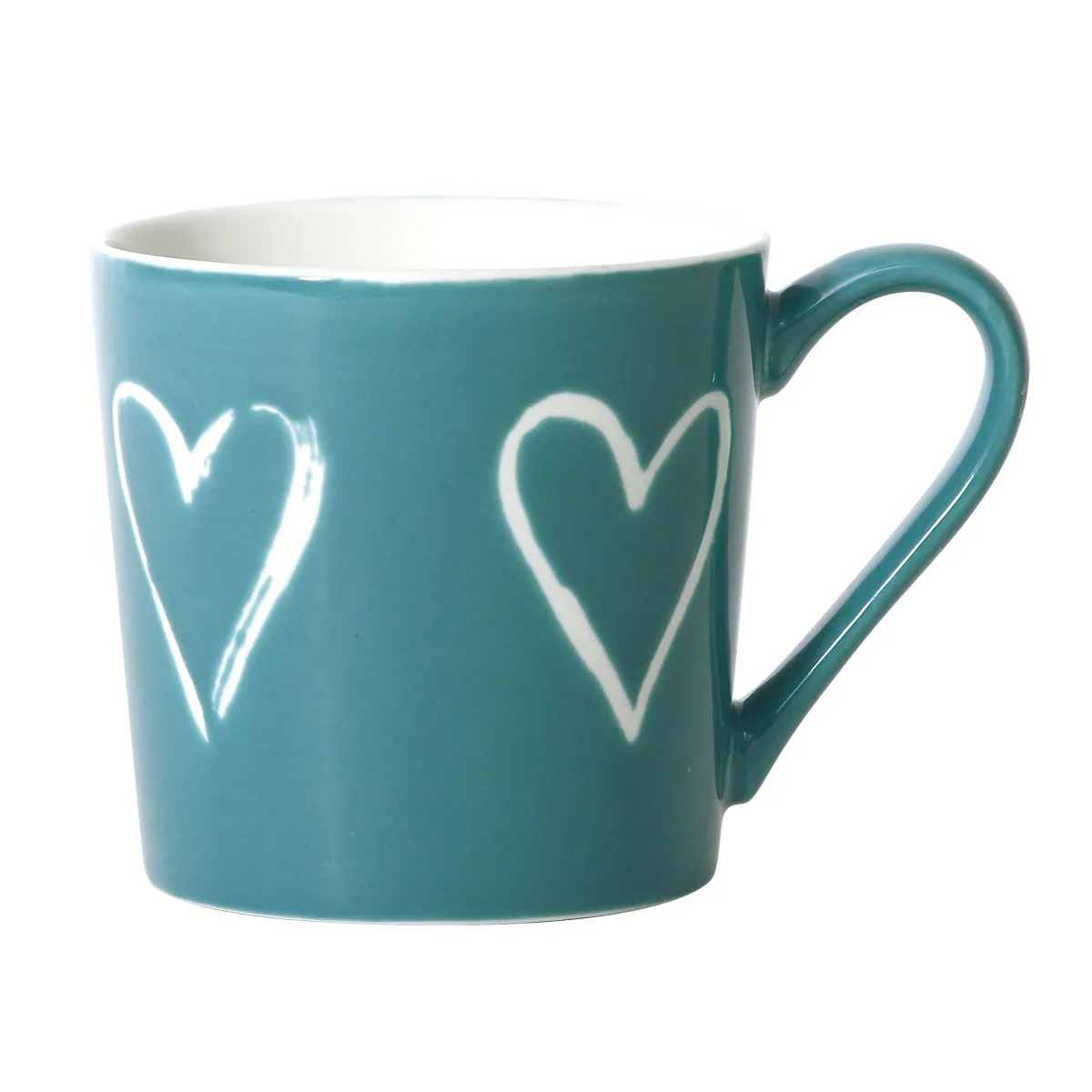 bruno evrard Mug turquoise motifs coeurs - 35cl - Mugs tendance