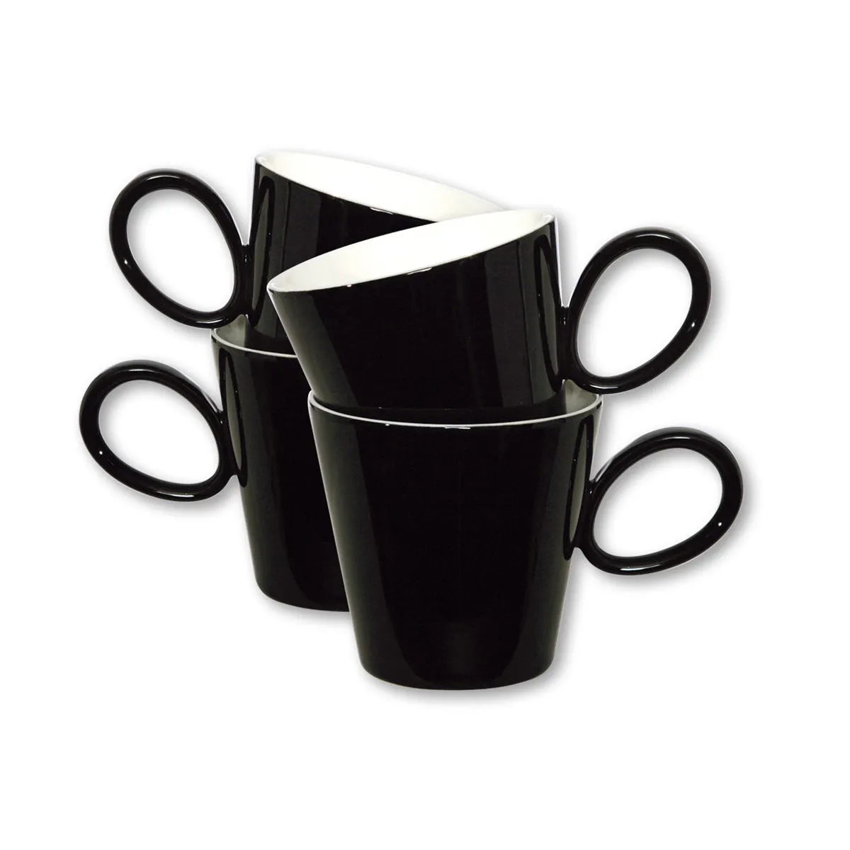 bruno evrard Mugs noirs en porcelaine 30cl - Lot de 4