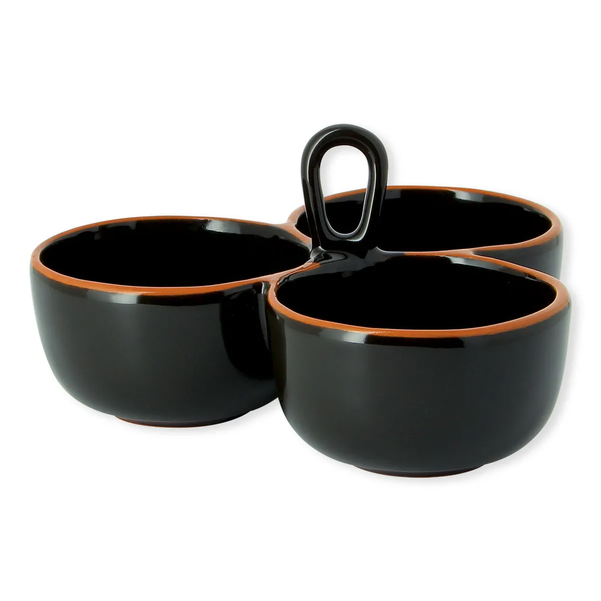 bruno evrard Plat à apéritif noir à 3 compartiments - Vaisselle Design et Tendance