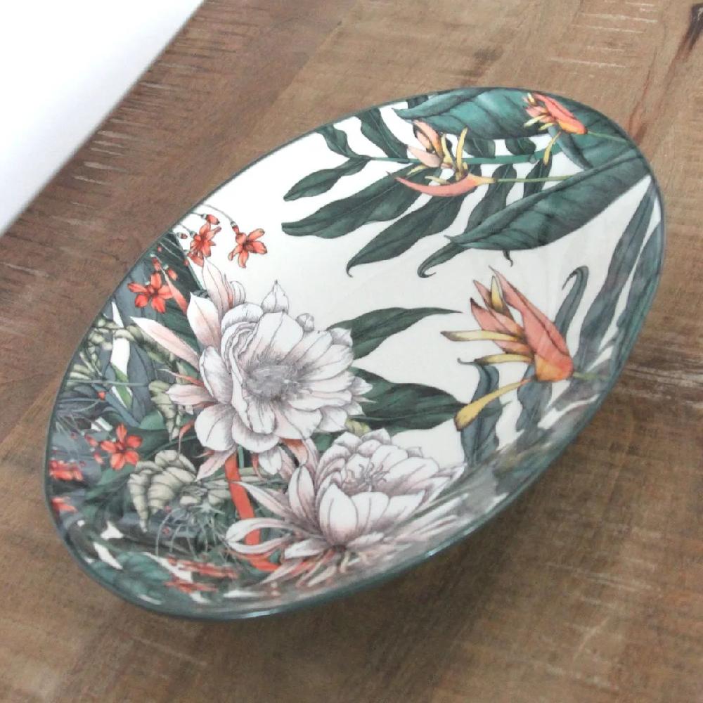 Bruno Evrard Plat Ovale Creux En Grès NIGHT GARDEN 32x23cm