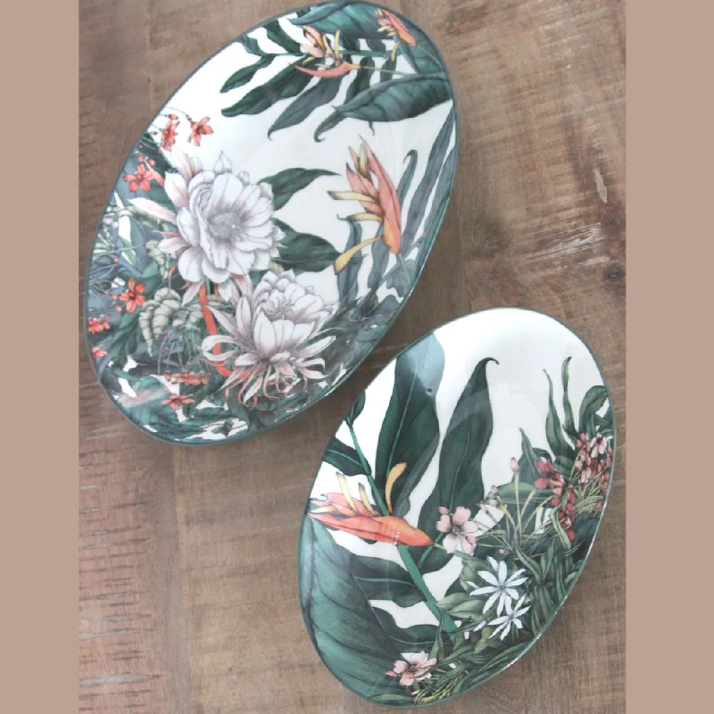 Bruno Evrard Plat Ovale Creux En Grès NIGHT GARDEN 32x23cm