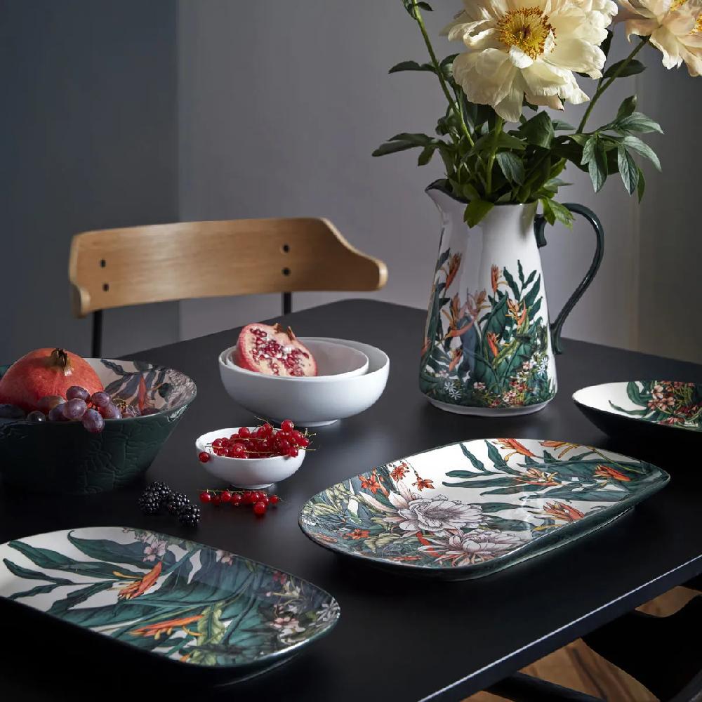 Bruno Evrard Plat Rectangulaire En Grès NIGHT GARDEN 40x24cm