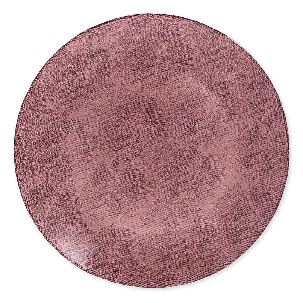 bruno evrard Plat rond de service en verre rose 32cm - DAMIA