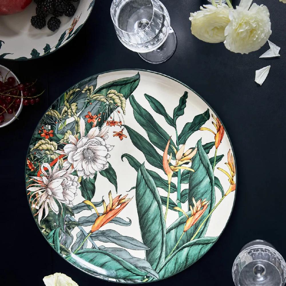 Bruno Evrard Plat Rond En Grès NIGHT GARDEN 36cm - Décor Nature