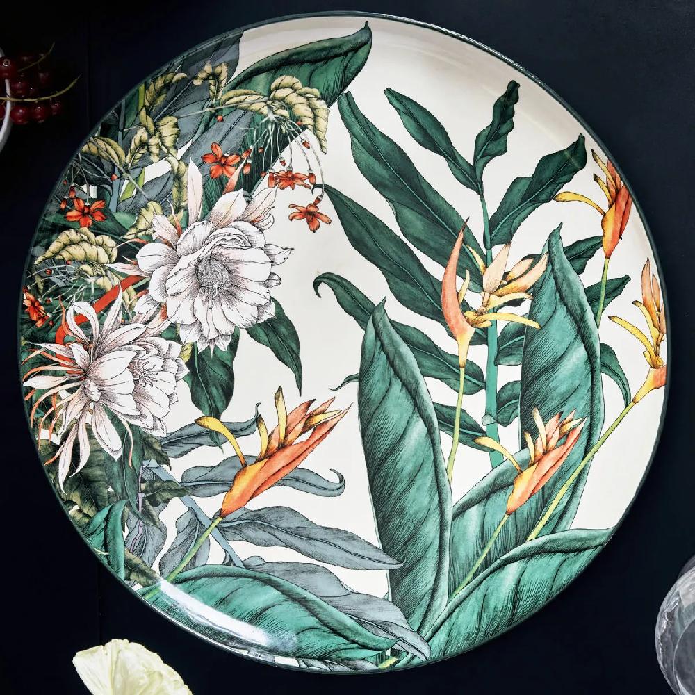 Bruno Evrard Plat Rond En Grès NIGHT GARDEN 36cm - Décor Nature