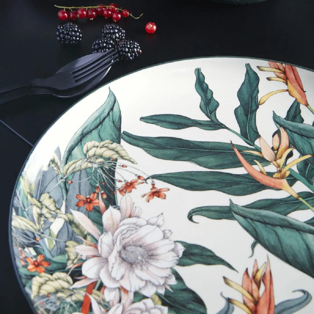 Bruno Evrard Plat Rond En Grès NIGHT GARDEN 36cm - Décor Nature