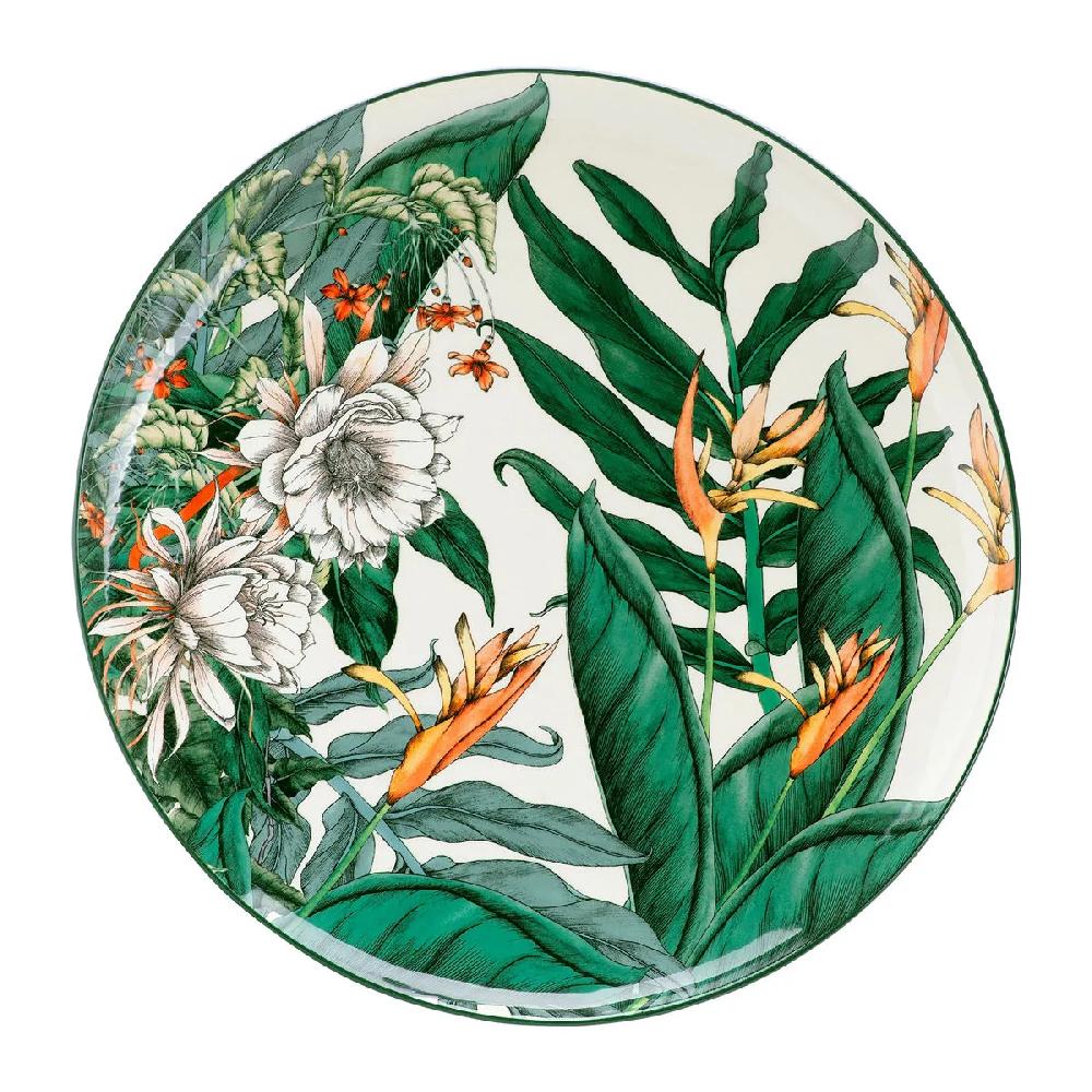 bruno evrard Plat rond en grès NIGHT GARDEN 36cm - Décor nature