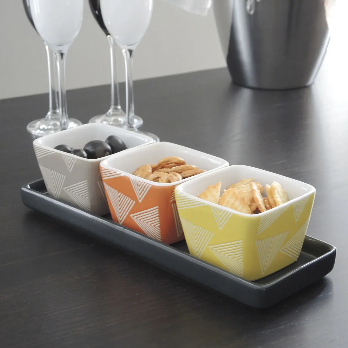 Bruno Evrard Plateau à Apéritif Et Coupelles En Faïence Colorée