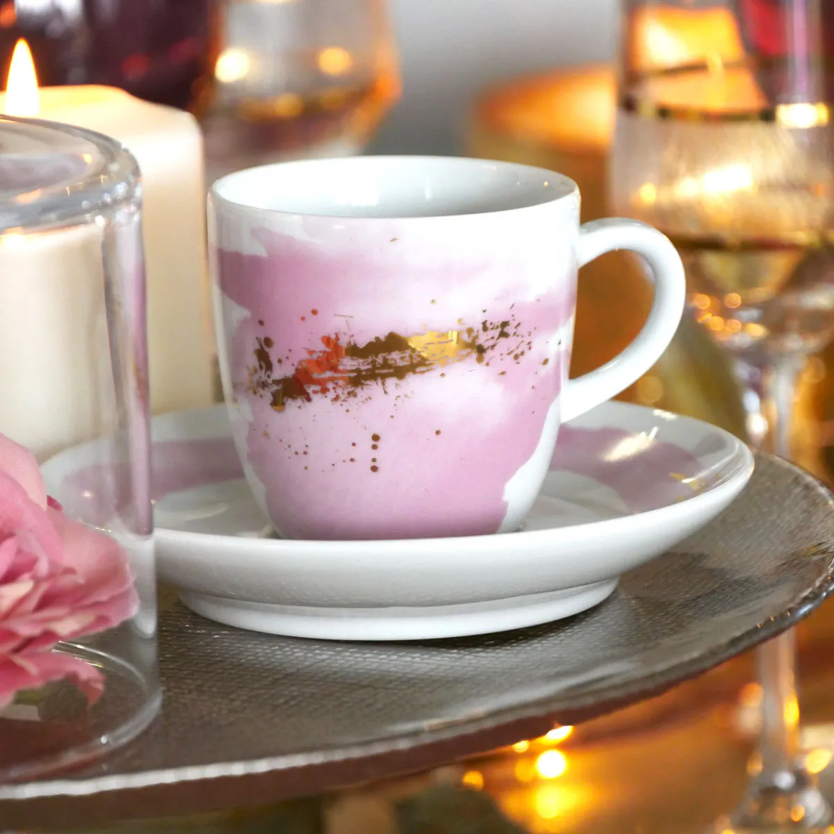 Bruno Evrard Tasse à Café En Porcelaine Rose Et Or 10cl - HEMERA