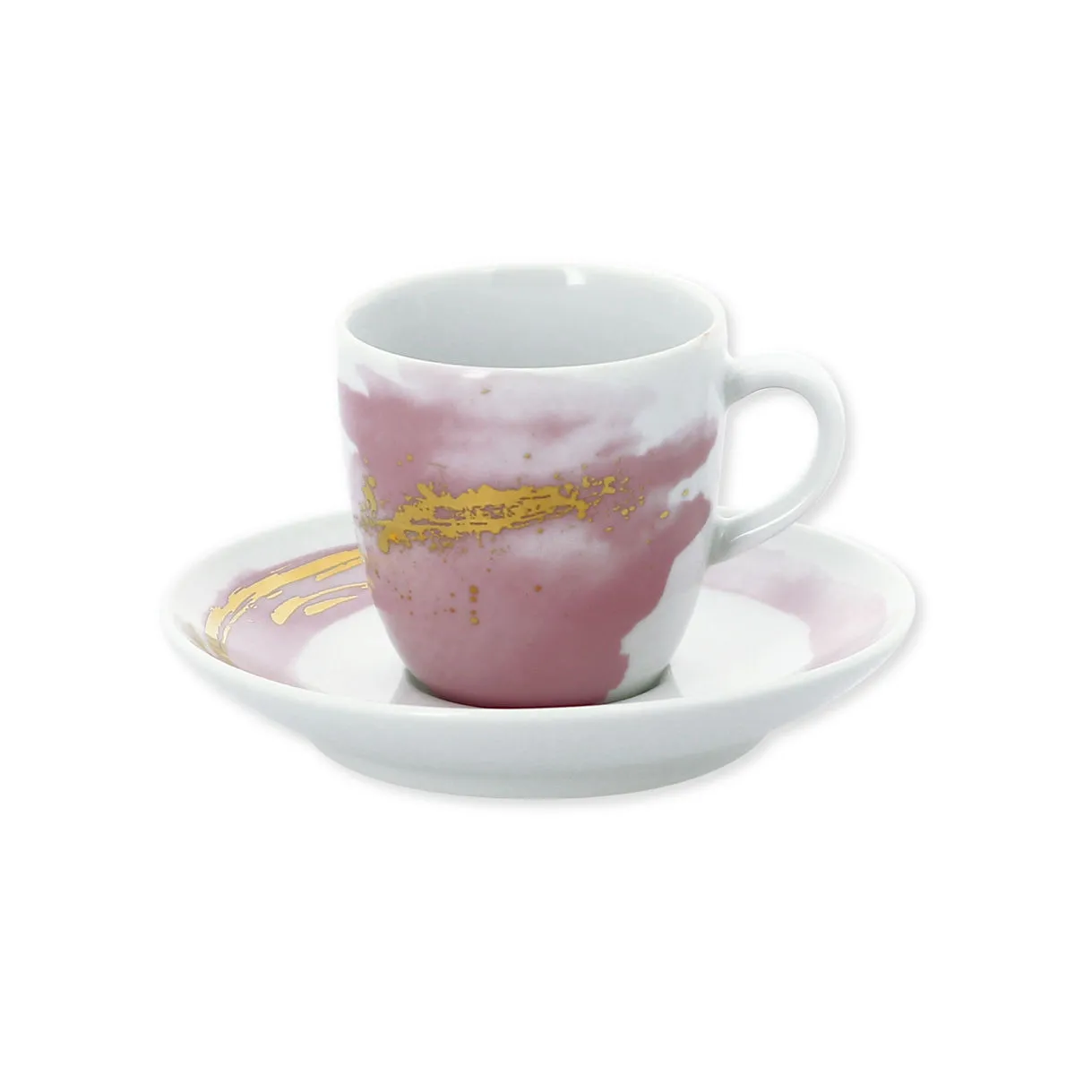 bruno evrard Tasse à café en porcelaine rose et or 10cl - HEMERA