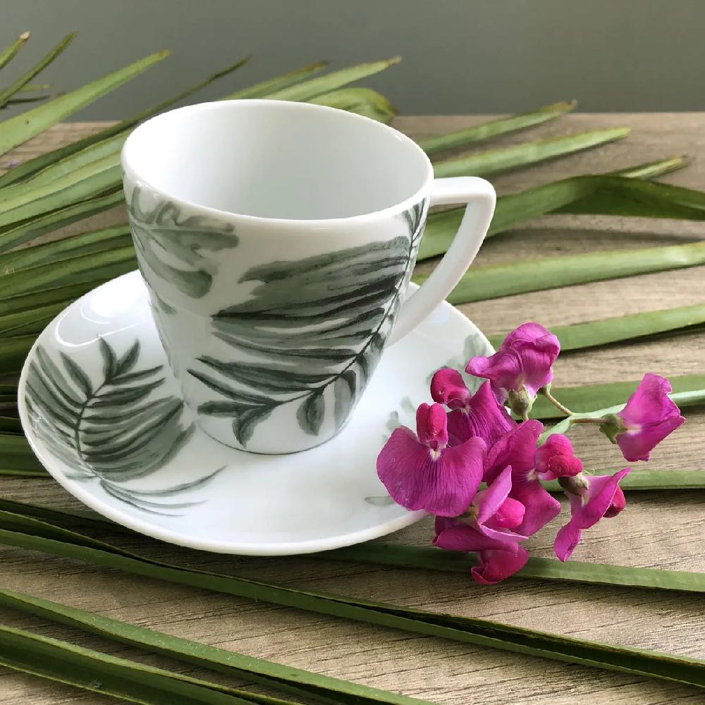 Bruno Evrard Tasse à Café Porcelaine 16cl - Décor Exotique - BELEM