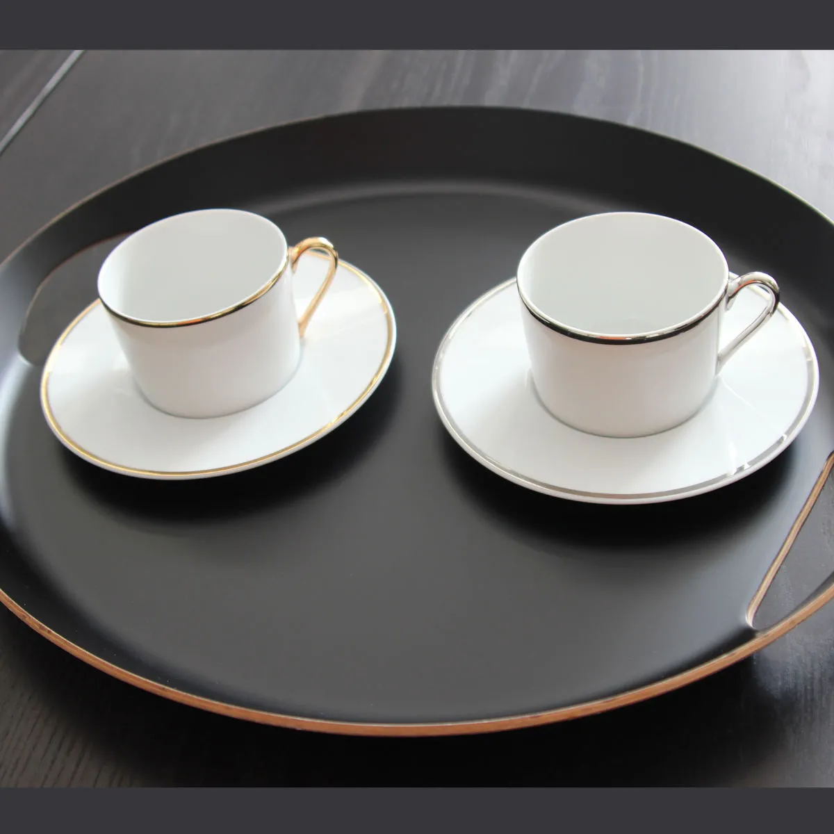 Bruno Evrard Tasse Et Sous-tasse RITZO Filet Or En Porcelaine 22cl