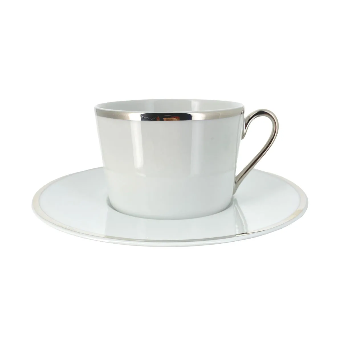 bruno evrard Tasse et sous-tasse RITZO filet platine porcelaine 22cl