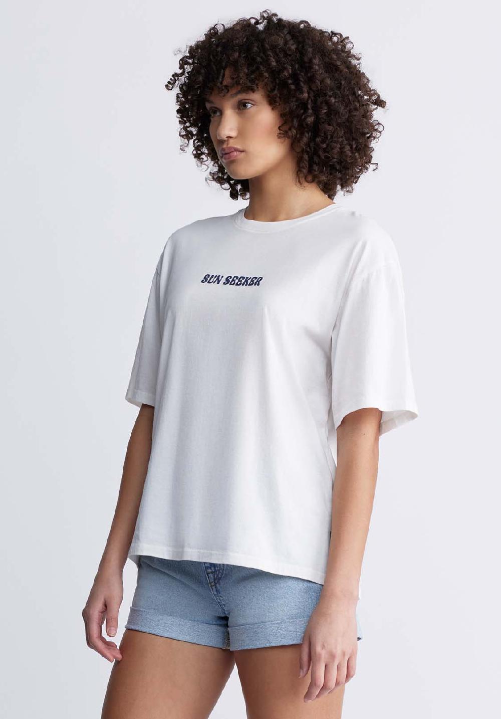 Buffalo David Bitton Abbey Women's Oversized Printed T-Shirt In White