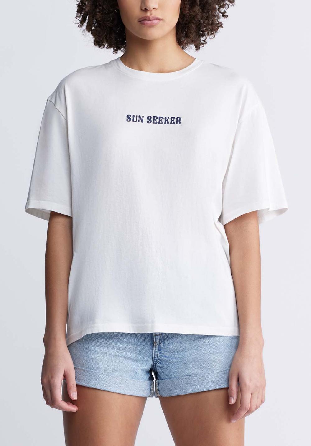 buffalo david bitton Abbey Women's Oversized Printed T-Shirt in White