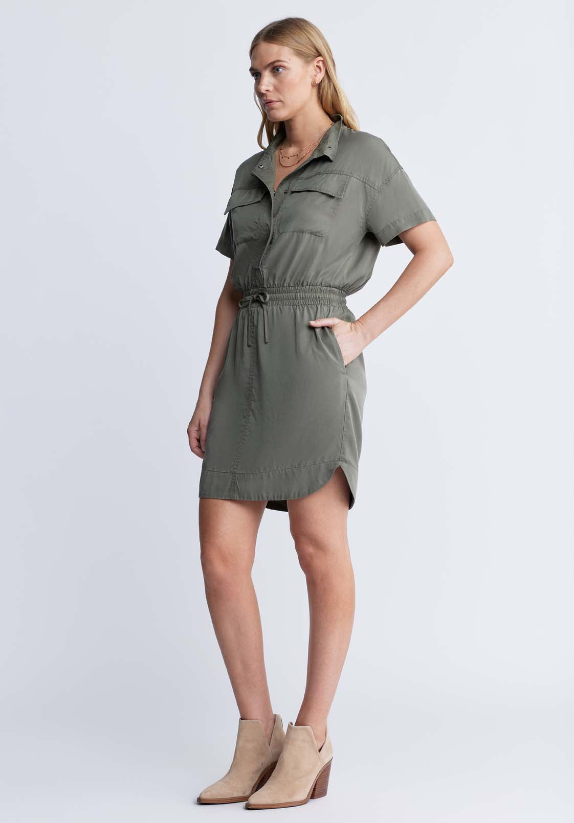 Buffalo David Bitton Aisha Women's Short Sleeve Shirtdress Khaki