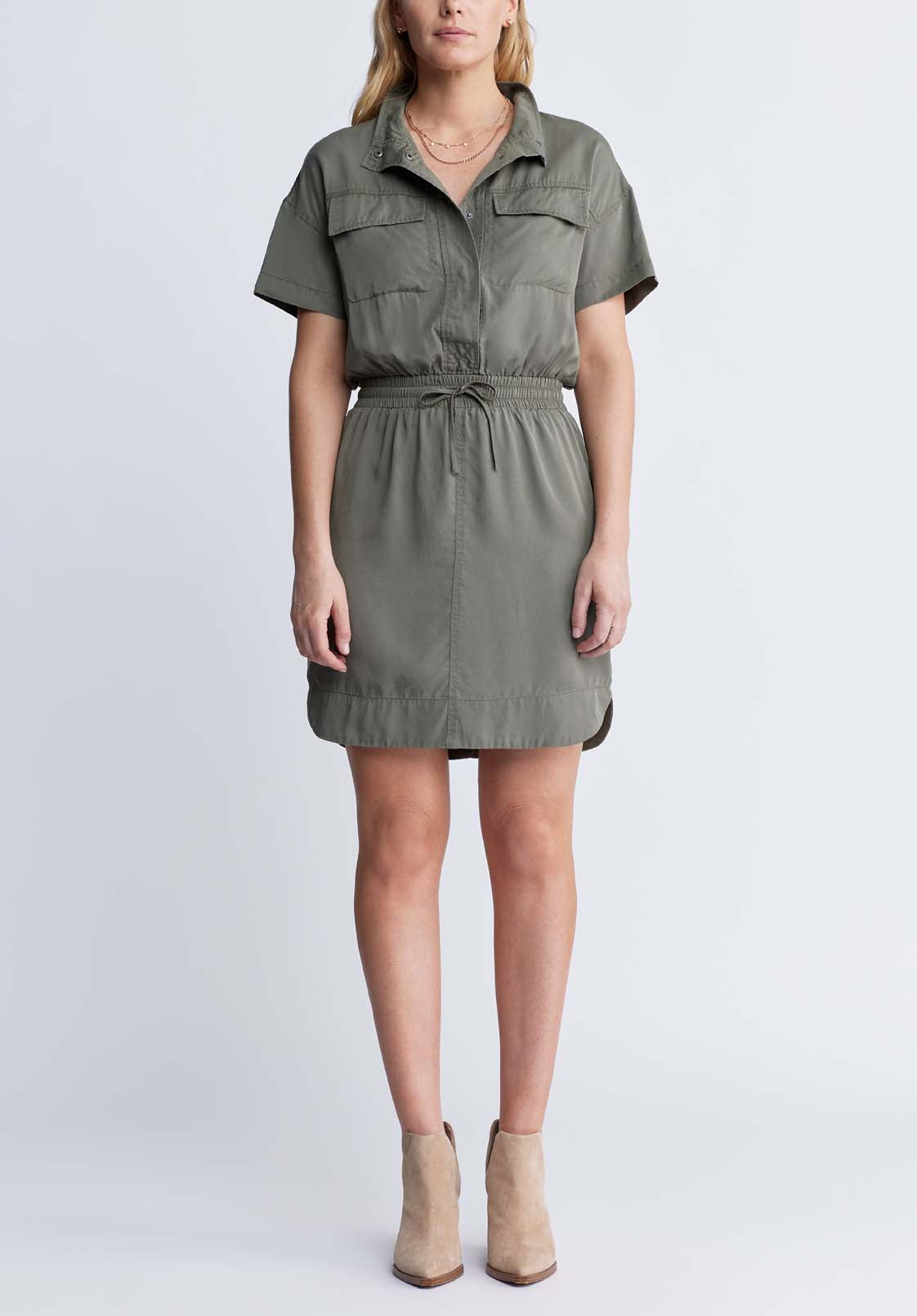 buffalo david bitton Aisha Women's Short Sleeve Shirtdress Khaki