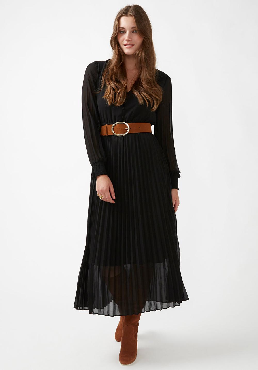 Buffalo David Bitton Amalfi Women's Long Sleeve V-neck Dress In Black