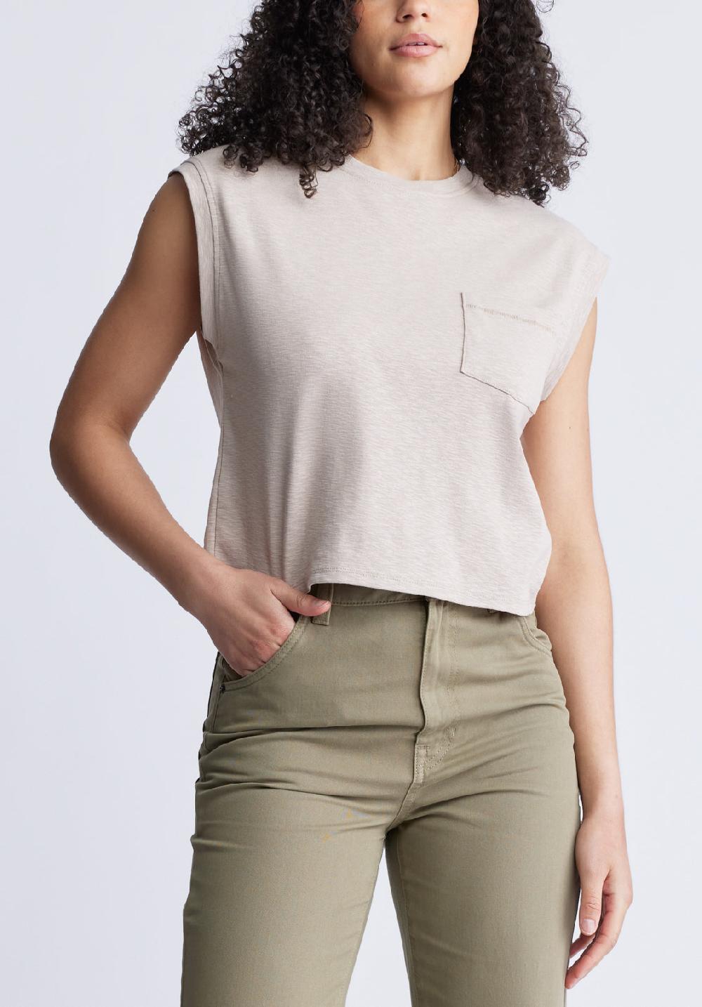 buffalo david bitton Amandine Women's Cap Sleeve Crop Top Tan