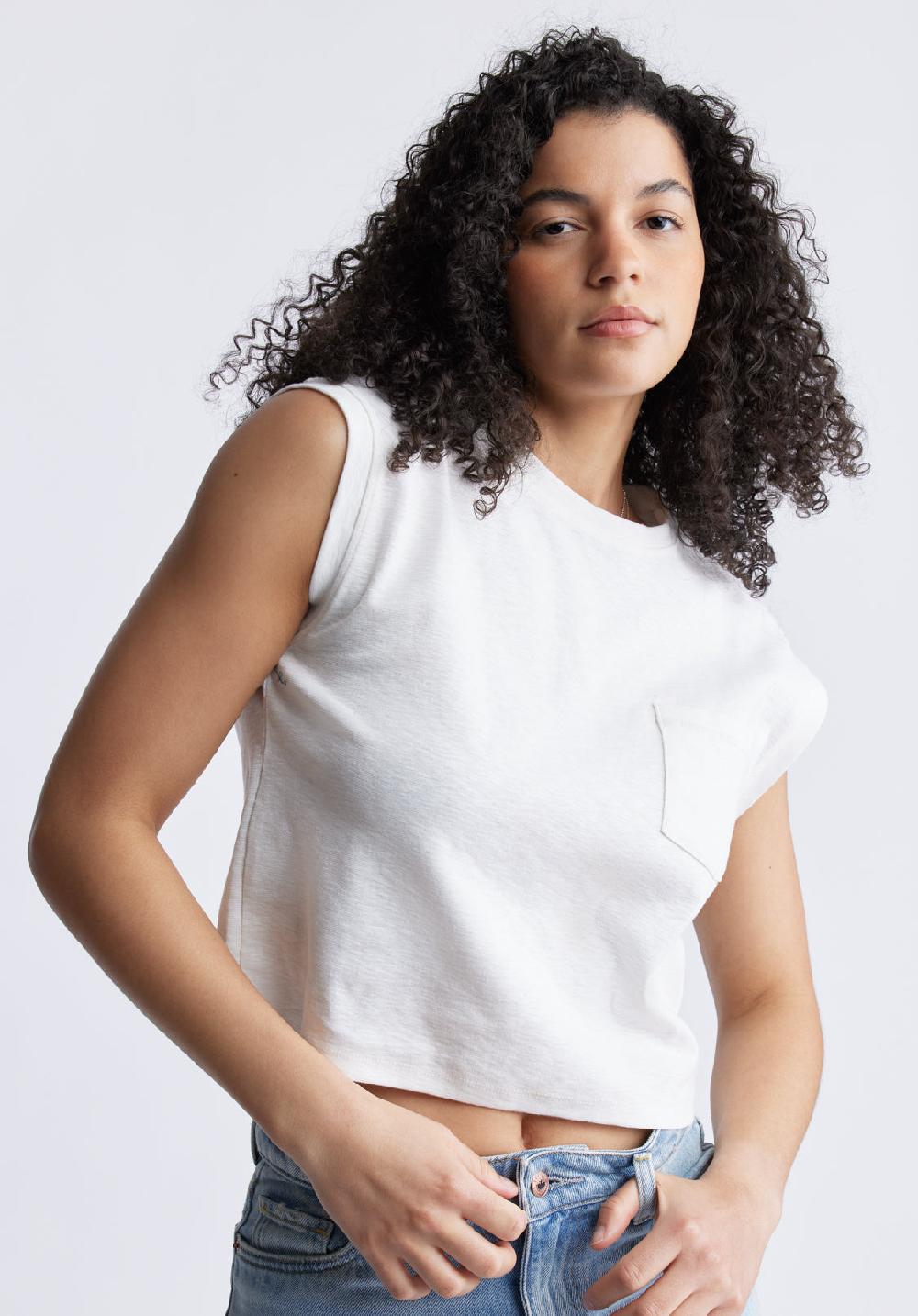 Buffalo David Bitton Amandine Women's Cap Sleeve Crop Top White