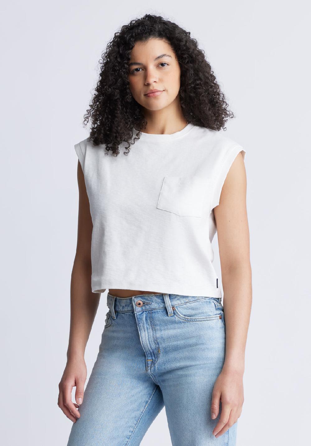 Buffalo David Bitton Amandine Women's Cap Sleeve Crop Top White