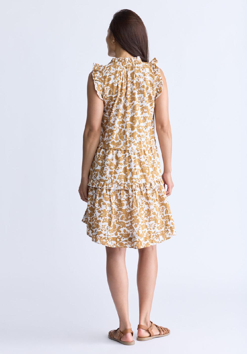 Buffalo David Bitton Ambra Women's Dress With Ruffles Yellow Flowers