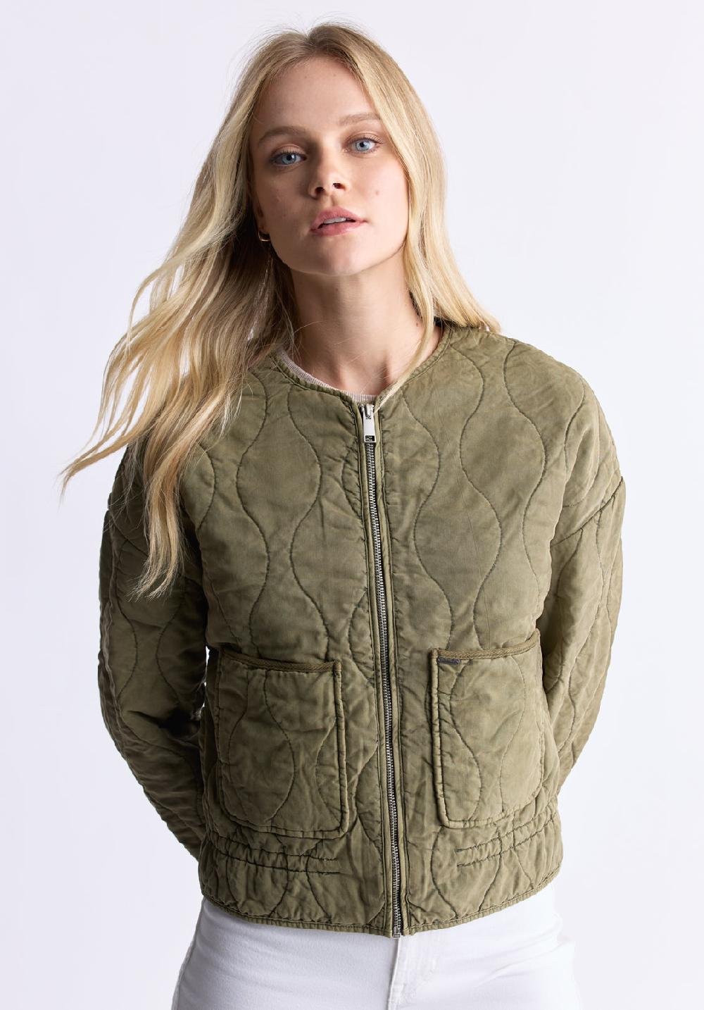 Buffalo David Bitton Annalee Women's Quilted Cropped Jacket Olive Green