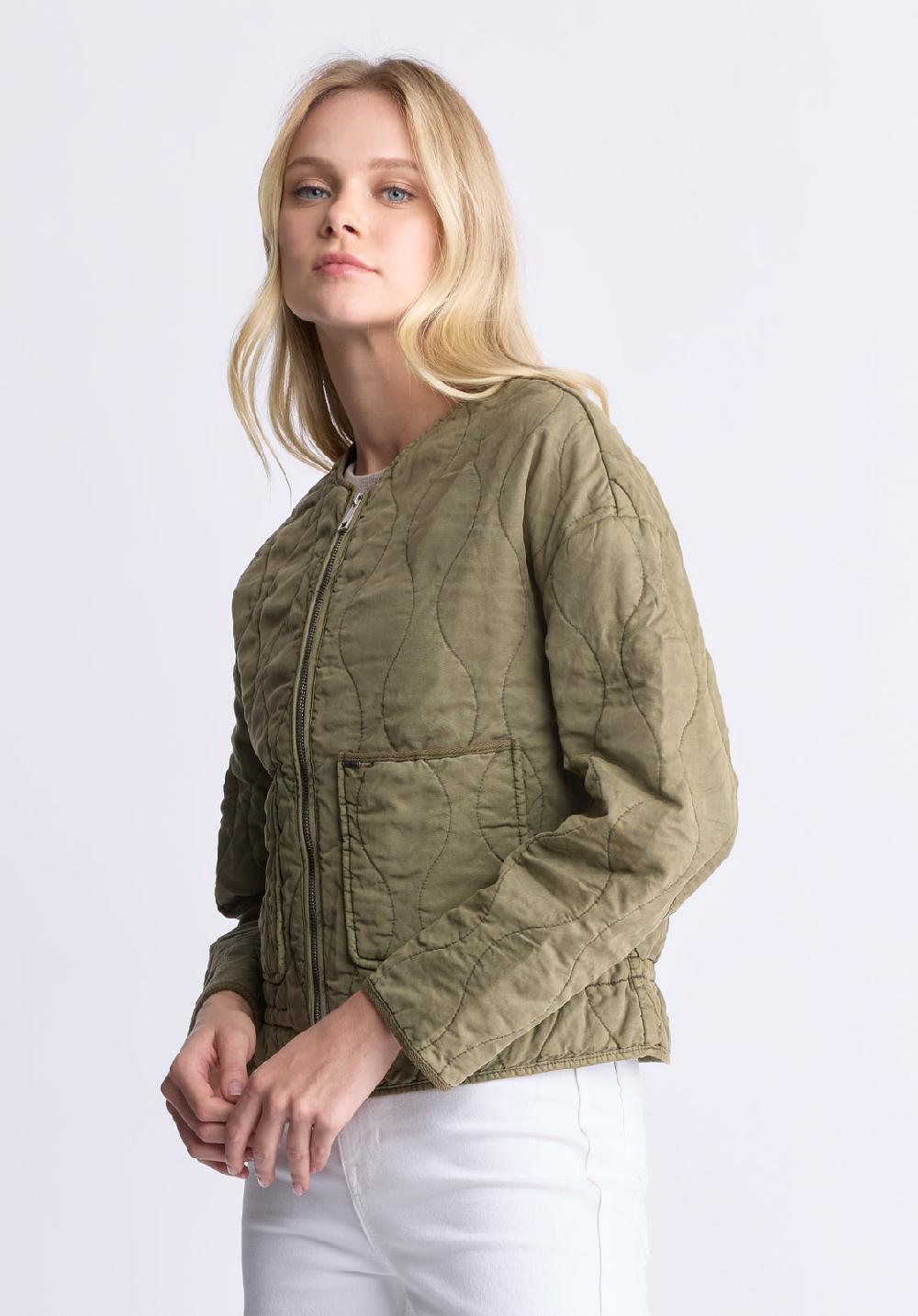 Buffalo David Bitton Annalee Women's Quilted Cropped Jacket Olive Green