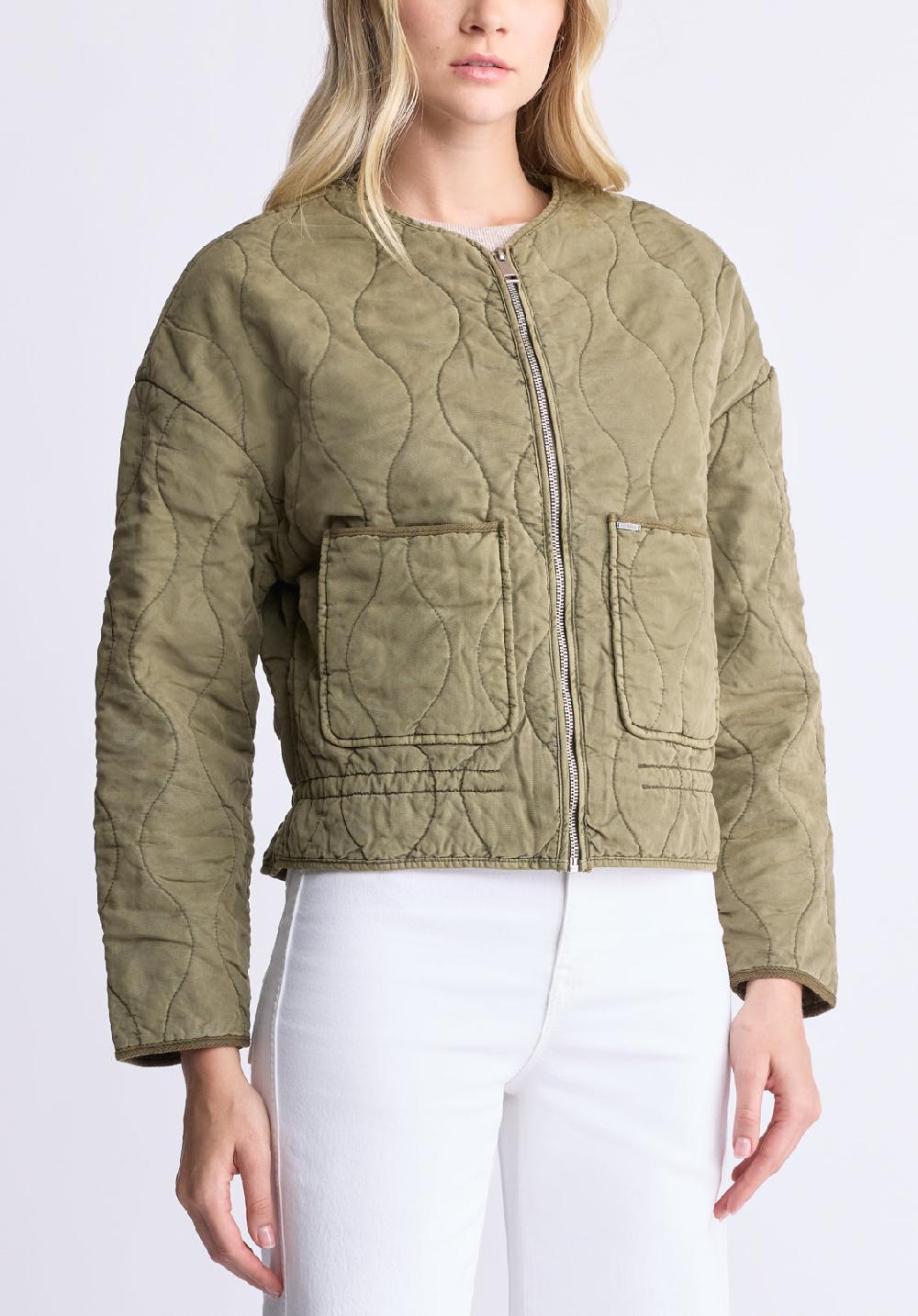buffalo david bitton Annalee Women's Quilted Cropped Jacket Olive green