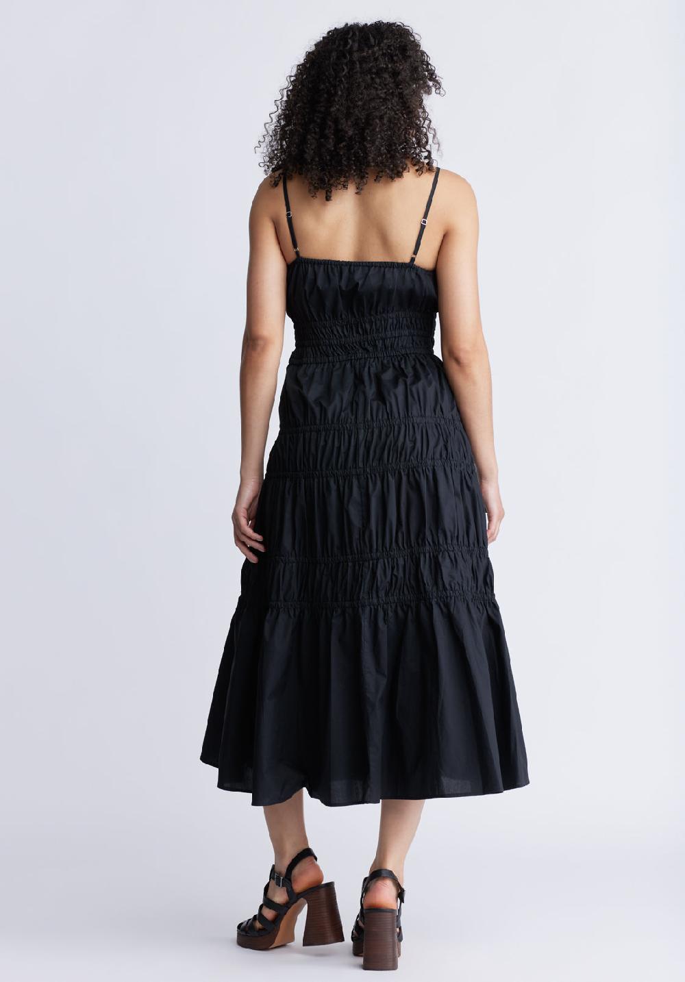 Buffalo David Bitton Balia Women's Long Ruched Tiered Dress Black