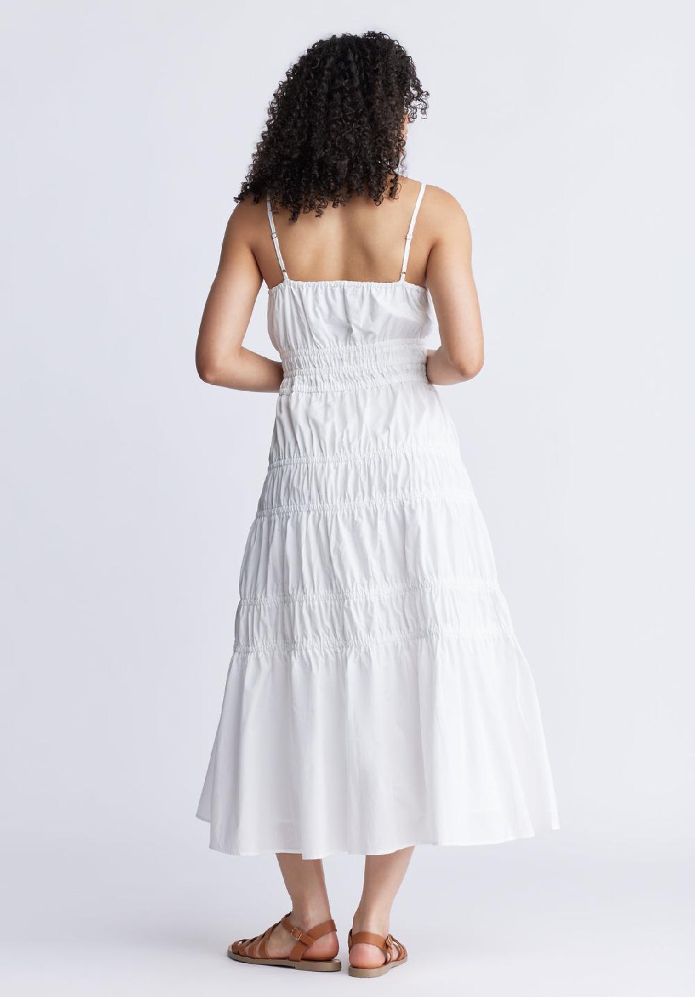 Buffalo David Bitton Balia Women's Long Ruched Tiered Dress White