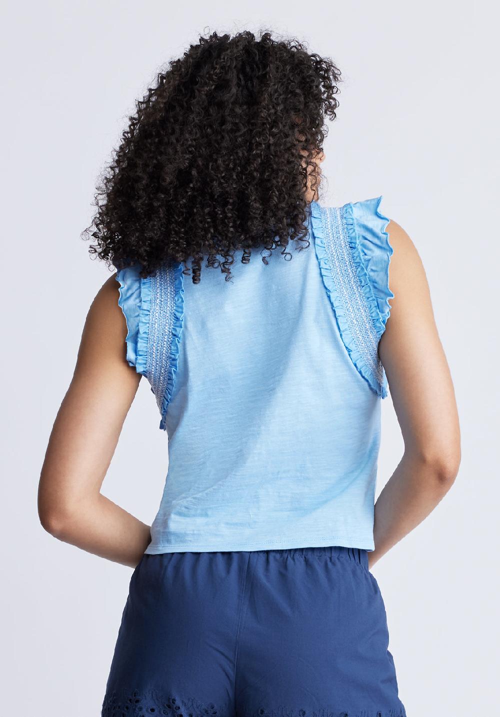 Buffalo David Bitton Betina Women's Ruffled Cropped Tank Top Blue