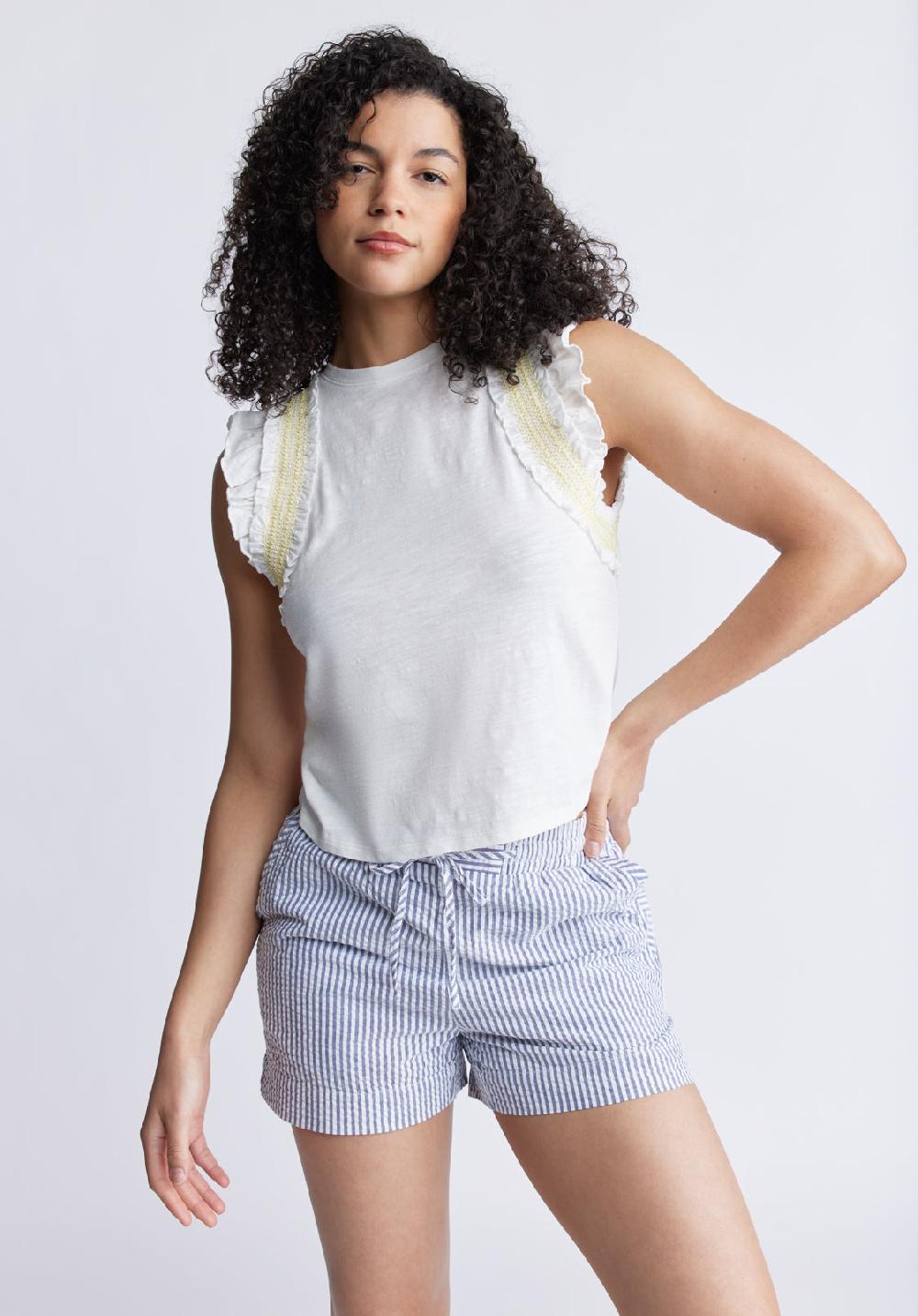 Buffalo David Bitton Betina Women's Ruffled Cropped Tank Top White