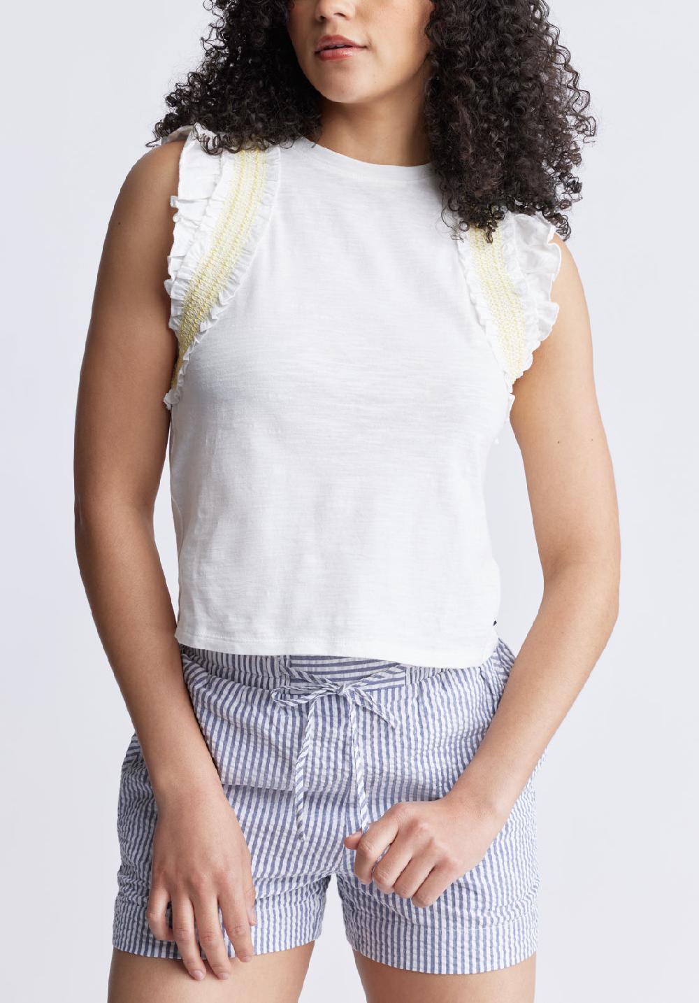 buffalo david bitton Betina Women's Ruffled Cropped Tank Top White