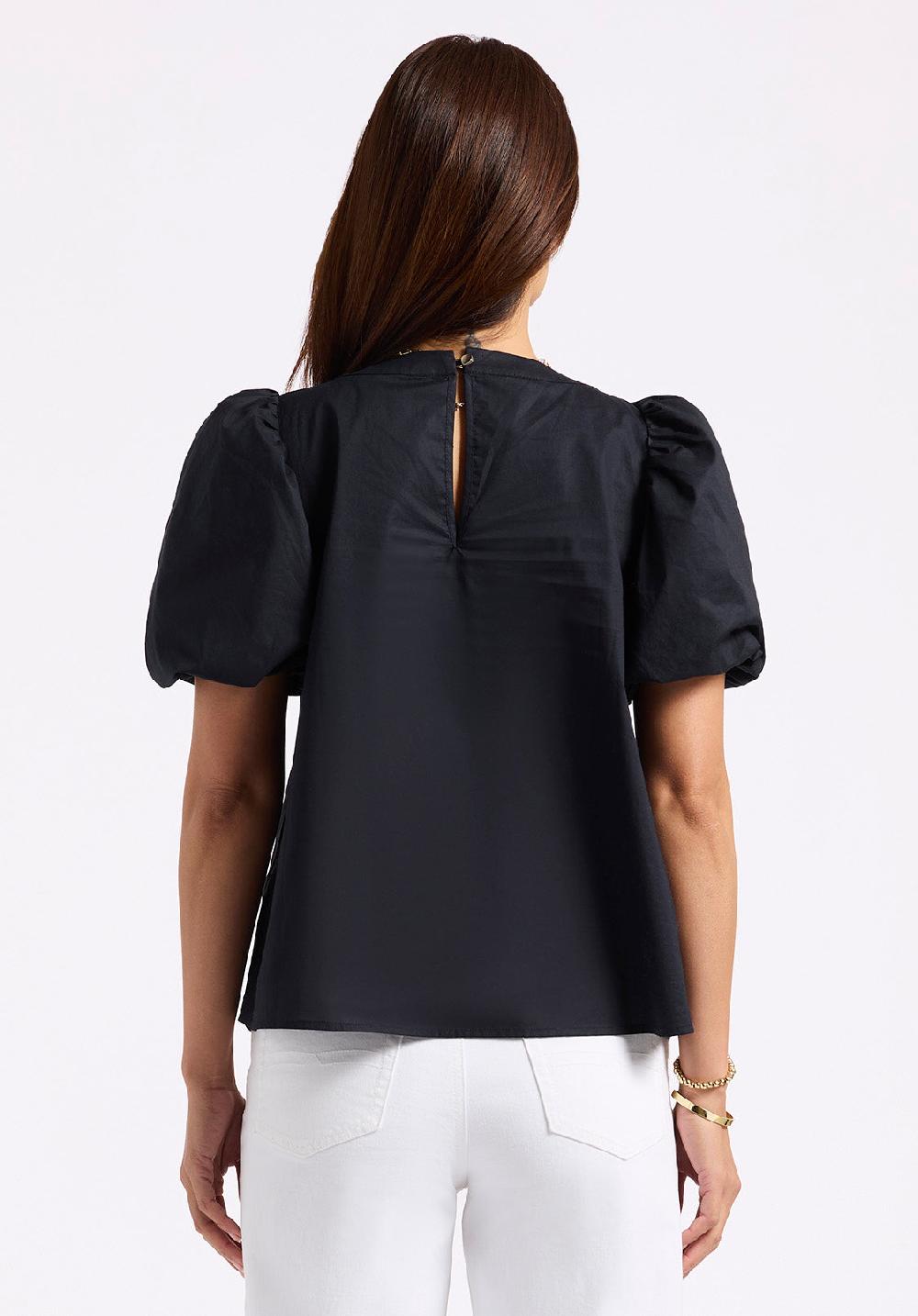 Buffalo David Bitton Blouse Brodée à Manches Bouffantes Pour Femme Leonella Noir