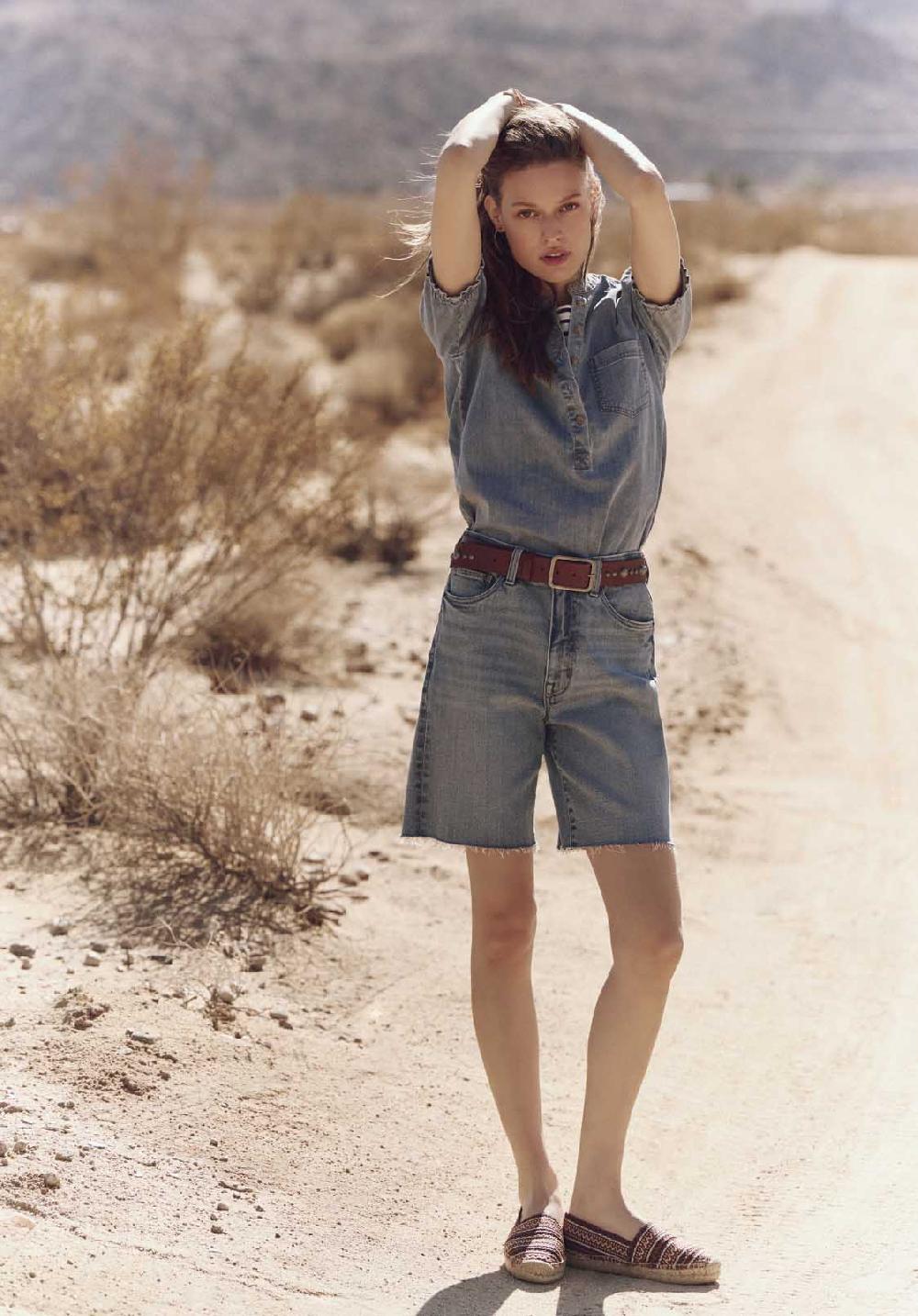 Buffalo David Bitton Blouse En Denim à Manches Bouffantes Pour Femme Lenore Bleu Vintage Classique