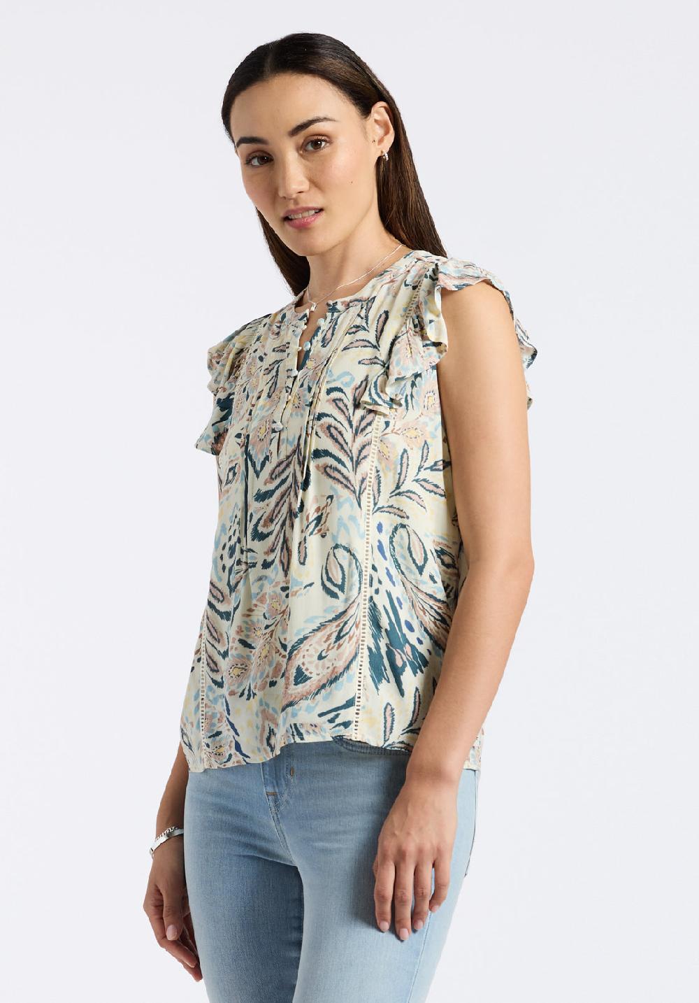 Buffalo David Bitton Blouse Sans Manches à Volants Et Imprimé Floral Avec Détails Plissés Pour Femme Tinlee Motif Paisley