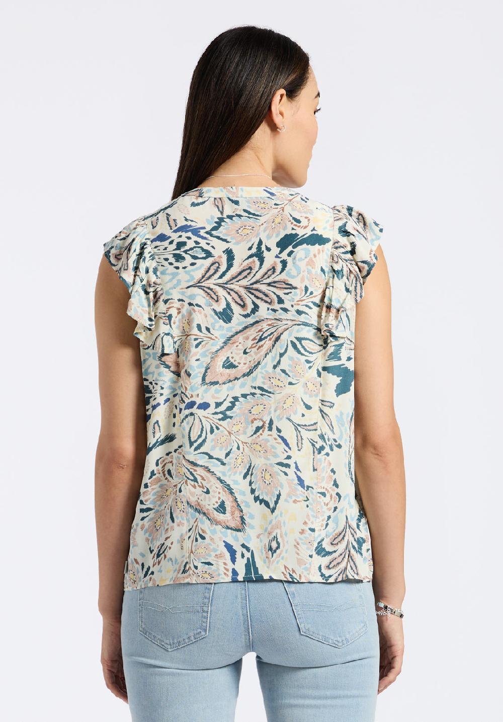 Buffalo David Bitton Blouse Sans Manches à Volants Et Imprimé Floral Avec Détails Plissés Pour Femme Tinlee Motif Paisley